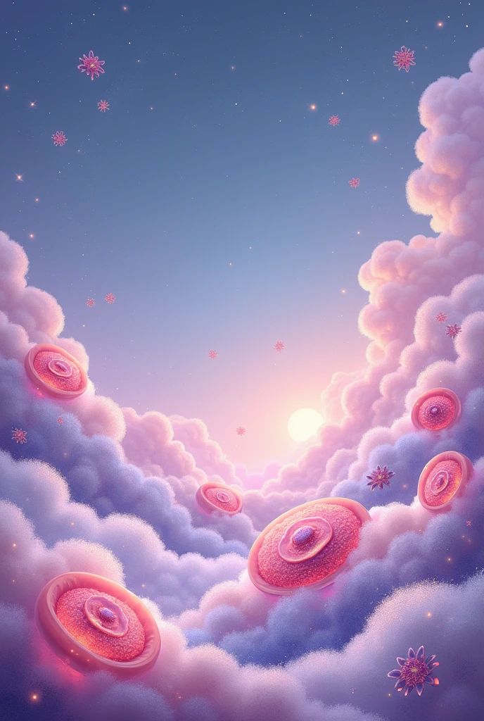 A simple, beautiful, cute, pink book cover for eukaryotic cells , space for book name in the middle