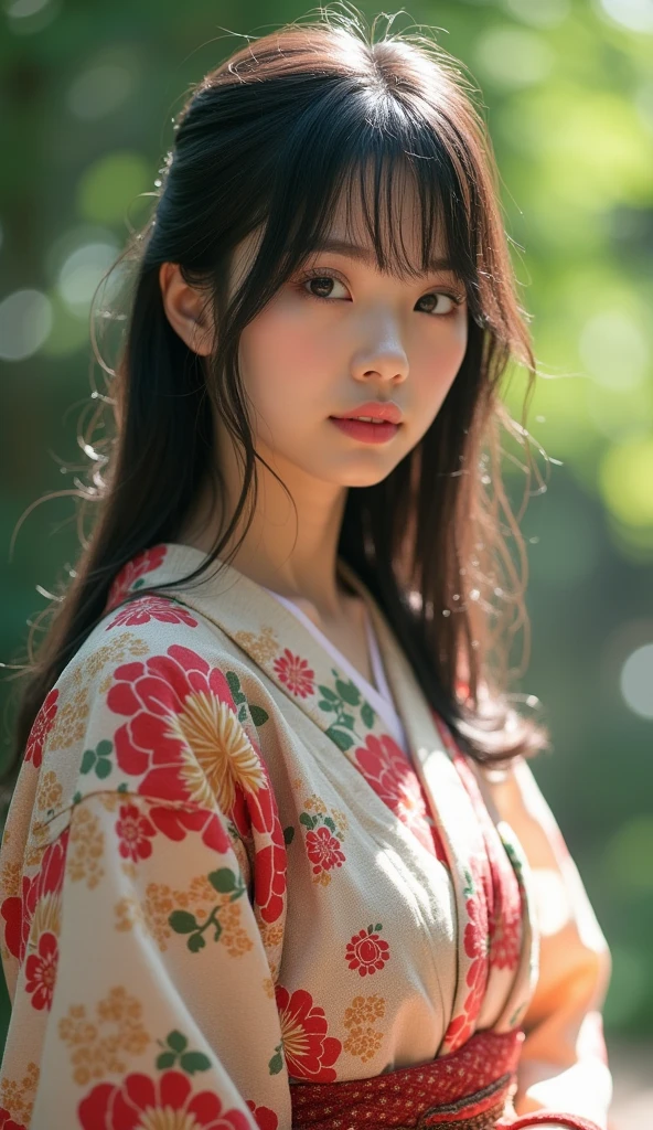 A beautiful Japanese woman with a greasy, glossy face.