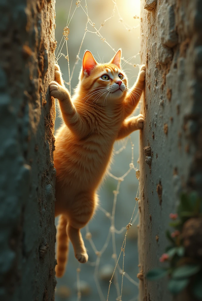 .the spider  ginger cat Climbing walls and spinning webs became exhilarating tasks, and he marveled at the intricate patterns he could weave.