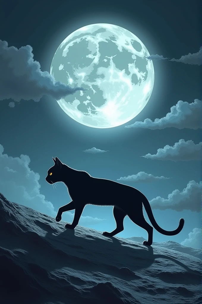 Cat walking in moon