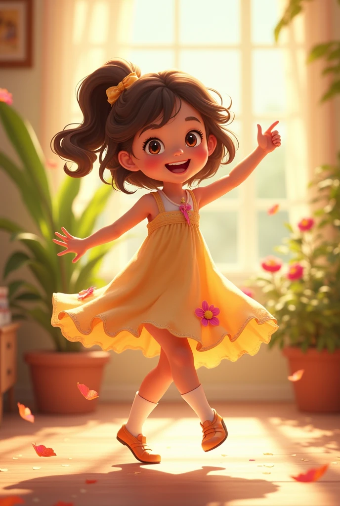 UNE DE 5 ans qui est heureuse et danse