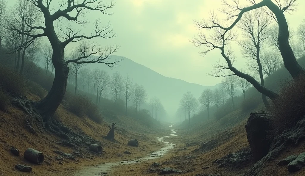 A polluted dry hilli mountains forest 