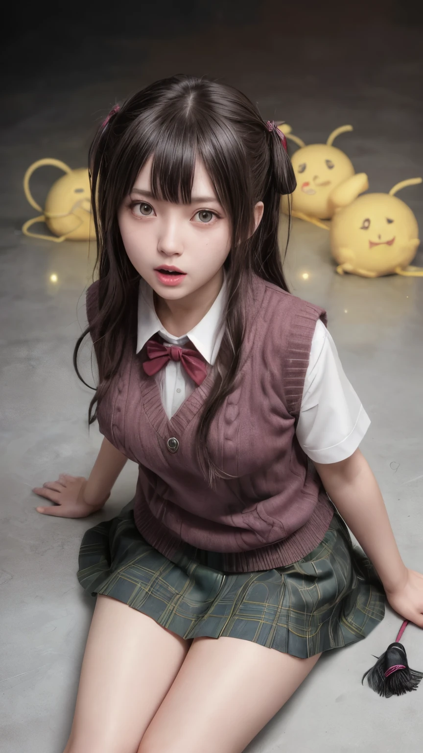 1girl, solo, portrait, simple background, dark theme, makeup, blush, detailed eyes, midriff, (abs:1.1), underboob, cleavage, sharp focus,, fake breasts,, bokeh, microscopic, transparent background, Sitting down with legs crossed, shredded, upper body, (villain pose), (69), (joyous), (((kilt))), virtual youtuber artist, watson amana, yu-ga-oh genshin impact, zzzzmao no tsueha, zipper pull tabard, zoom layer, zunusoku nakano mikuji, yellow pupils, yellow theme, zuzi yanagi kagura, zizumiya konata tsuyuuri zukeriiyouko vocaloid, ziroromo rinzoromori, zombie mogami tensei shitara shoujo toki revadance, zurui vtubercraft medium, zombie mogamoto vocaloid, zipper pull tabard, lips, looking at viewer, neck ribbon, open mouth, parted bangs, purple sweater vest, red ribbon, rebecca zurui project sekai, revision, (ribbed sweater vest:1.29), sidelocks hentaki himawari's school uniform, smiley face meme attire, solo focus, starry hair ornamentals, sweatdrop, swept bangles, tassel, tsurime, white background