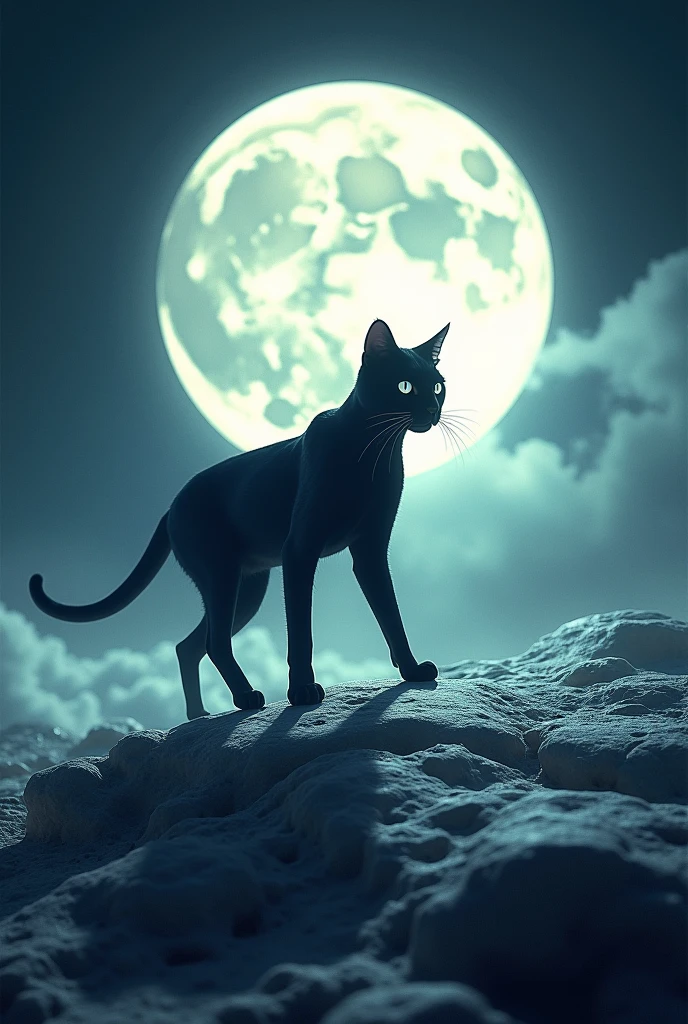 Cat walking in moon