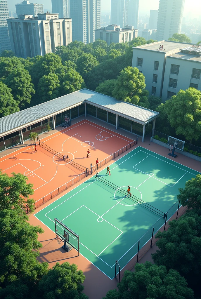 I want to create about basketball court and badminton court