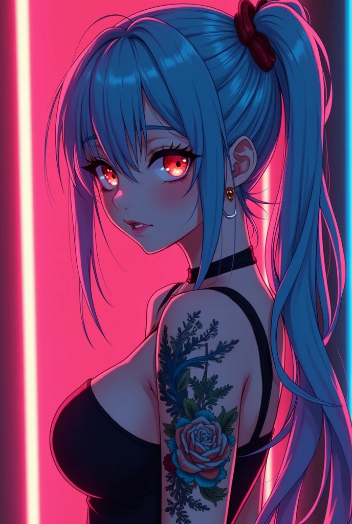 Neon anime sexy lady sexy neon lips sexy neon eyes sexy neon tattoos sexy anime warrior secy neon hairs