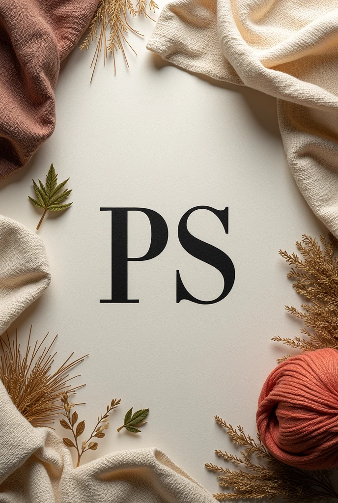 PS clothing brand logo,with a textile-related background 