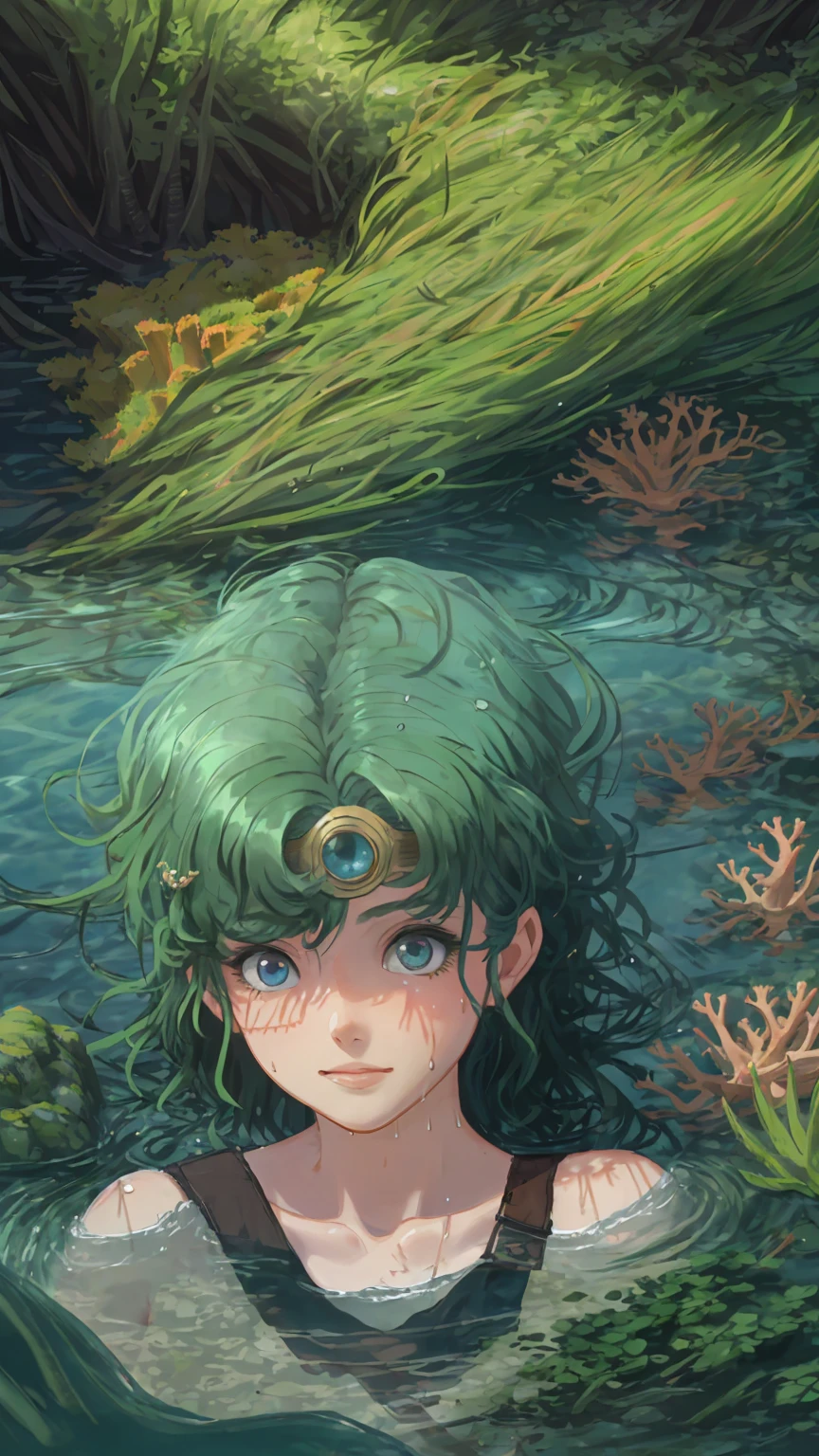 (((masterpiece))),(((Highest quality))),((Very detailed)),((In the water)),(figure),(Beautiful and delicate water),((Coral)),((Chiaroscuro)), open tuck,((Very delicate and beautiful girl)),(throw),Dynamic Angle,floating,(Beautiful and delicate eyes),(Detail Light),(change),floating hair,Glowing Eyes,(splash),In the water)), (Wet clothes), texture, Best decoration, Best Wrinkles, Best Shadow, feather,nature,(sunlight),(In the water forest),(Painting),(bloom),(Detailed illumination),(Soaking wet),Seaweed,fish,(((Tyndall effect))),