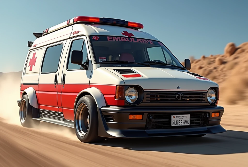 I drew a Hiace, I made it an ambulance, Raced, Over fenders added, And then it became a hatchback.With big wings