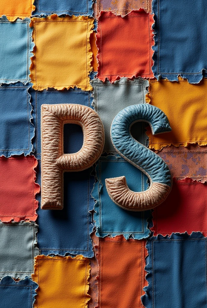 PS clothing brand logo,with patchwork background