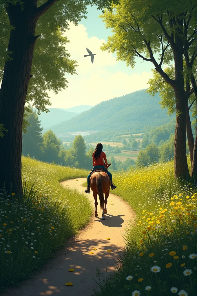 Horse riding track with natural landscape 