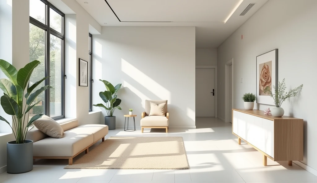 Interior design , aesthetic clinical room , with modern, planned and minimalist furniture in the northeast of Brazil , ultra realisitic , ultra-realistic render , 4 K , 16:9