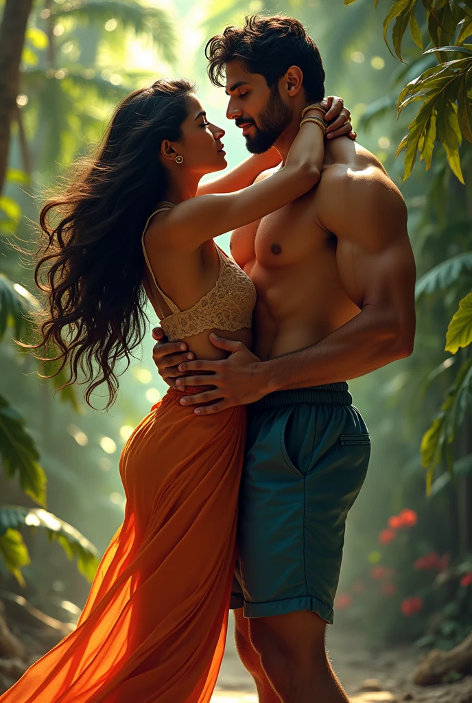 Young Indian woman, jump, having sex with a Brazilian man