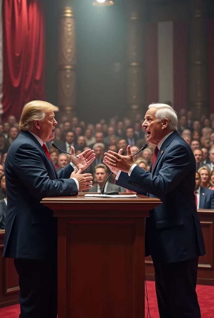 Democracy, politicians arguing in a debate