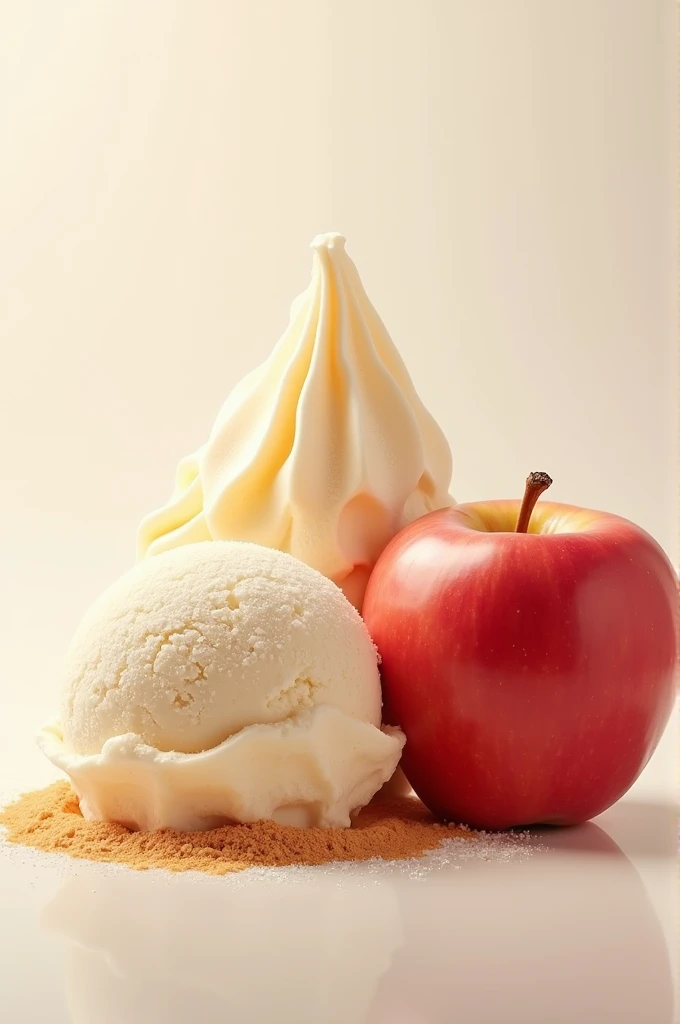 An ice cream with an apple on the side 

