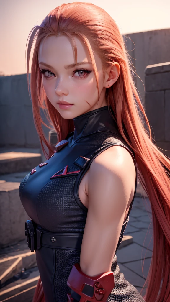 adolecent, best quality, ultra detailed, redhead, yellow eyes, makima, electric saw man, anime, black tie, hair with braids, transparent blouse