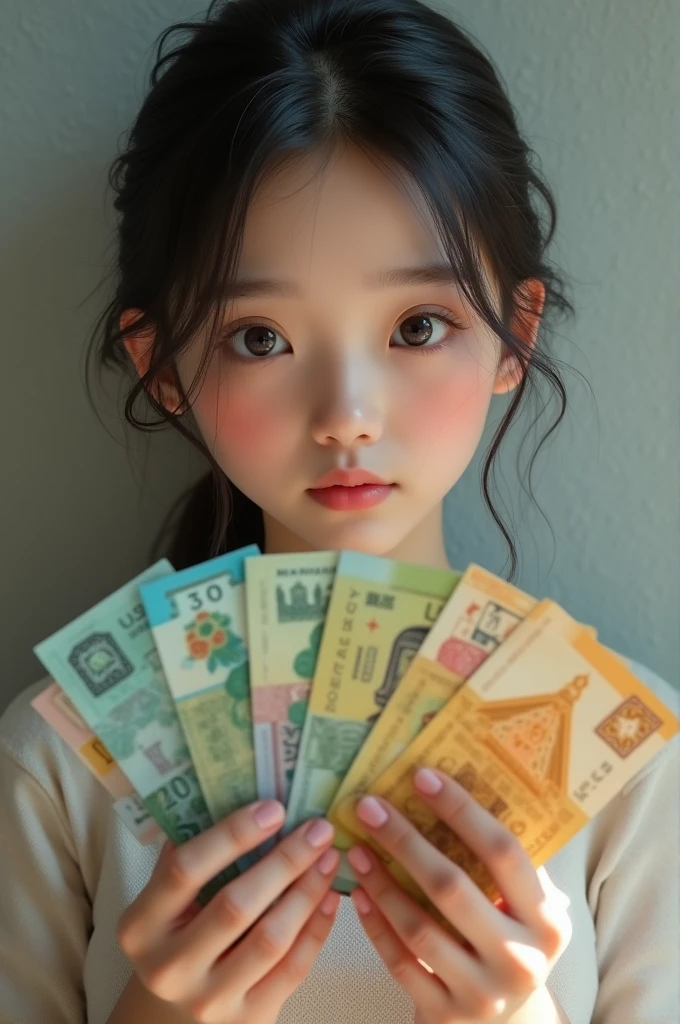 agirl hold myanmar money