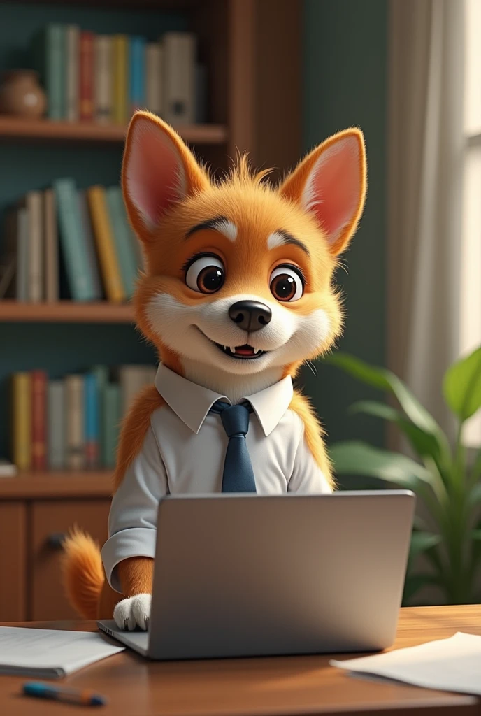 Dog using laptop