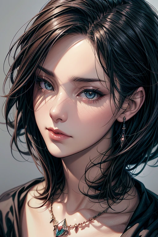 a close-up of a woman with a necklace and earrings, a character portrait by Ross Tran, Artstation Contest Winner, digital art, artwork in the style of guweiz, Stunning art style, Charlie Bowater Character Art, Art style by Charlie Bowater, stunning digital illustration, realistic art style, epic portrait illustration, Stil von Charlie Bowater, digital painting style