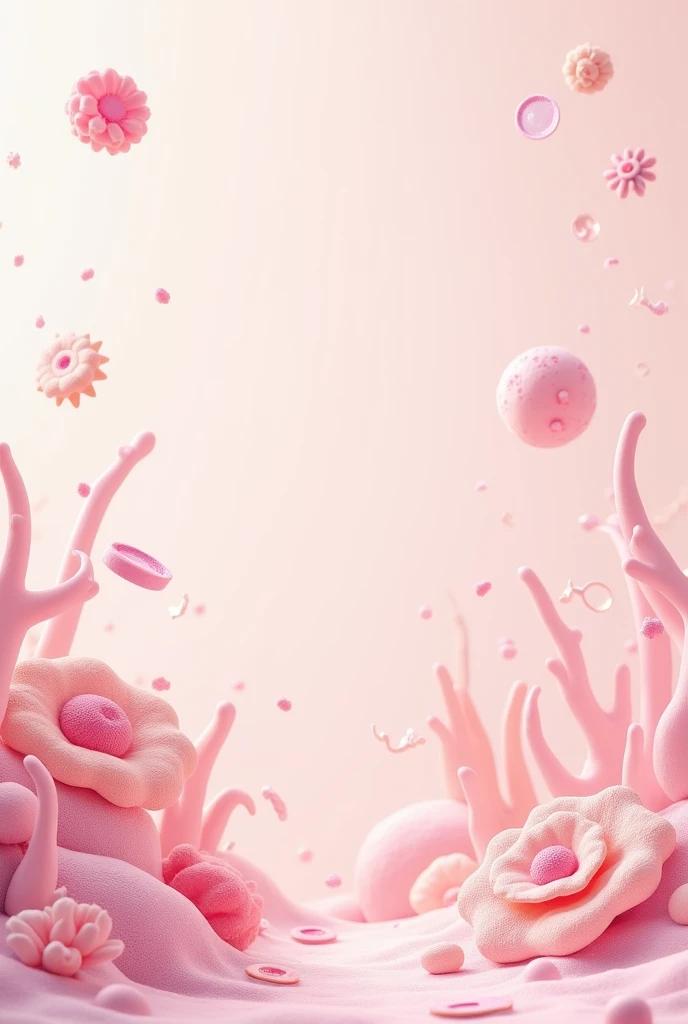 A simple, beautiful, cute, pink book cover for eukaryotic cells ,space for book name in the middle , hd
