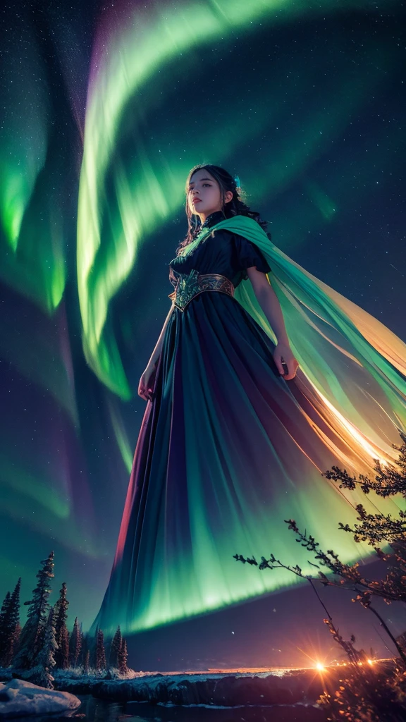 Night Sky、Aurora、Fantasy、photograph、high resolution、8k.