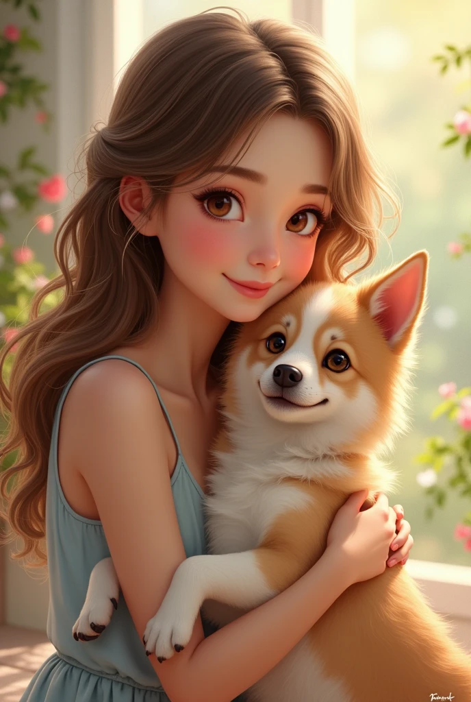 Cute lady with dog
