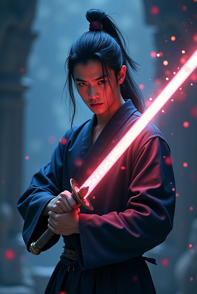 upperbody Photography of male swordman,atomically correct,Raw, cinematic shot, (sharp focus:1.5), (photorealistic:1.4), twilight lighting, volumetric lighting, ultra high res, 16K,dramatic lighting, abstract backgrounds:1.5),Glowing sword,(Fighting posture),Hold the hilt of a sword in your hand,1sword,solo,(zentangle,datura,Tangles,entangled:0.7) , depth of field, Fantastical Atmosphere, The most beautiful form of chaos, ellegance, Dark theme of Fauvist design, Flower of Death, Flowers of ecstasy,Glowing Line,Glow Example,Tracking example,flash, Backlight,translucent,light particles,jade,xianxia