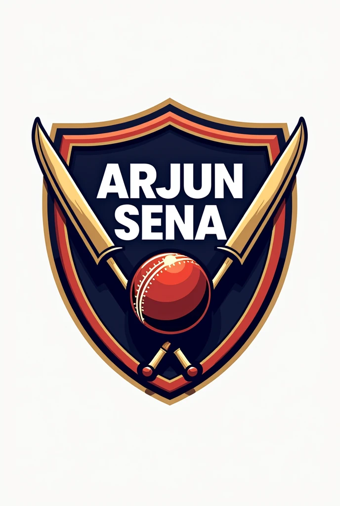 Create logo for Cricket team name ARJUN SENA include shield, ball, bat , arrow and bow
