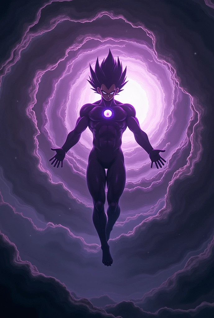 Make a human being in space who can breathe in space, in the middle of a black hole without being absorbed and out of nowhere he turns purple one day, like Vegeta, he is superior and manages to get out of there flying and surviving.