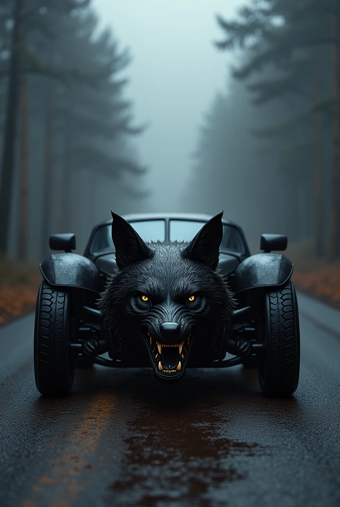 Black car having wolf face