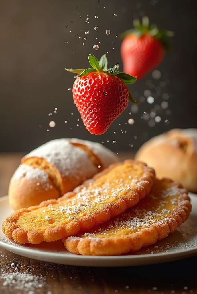 A plate of Milanese with bread with a "delights" floating