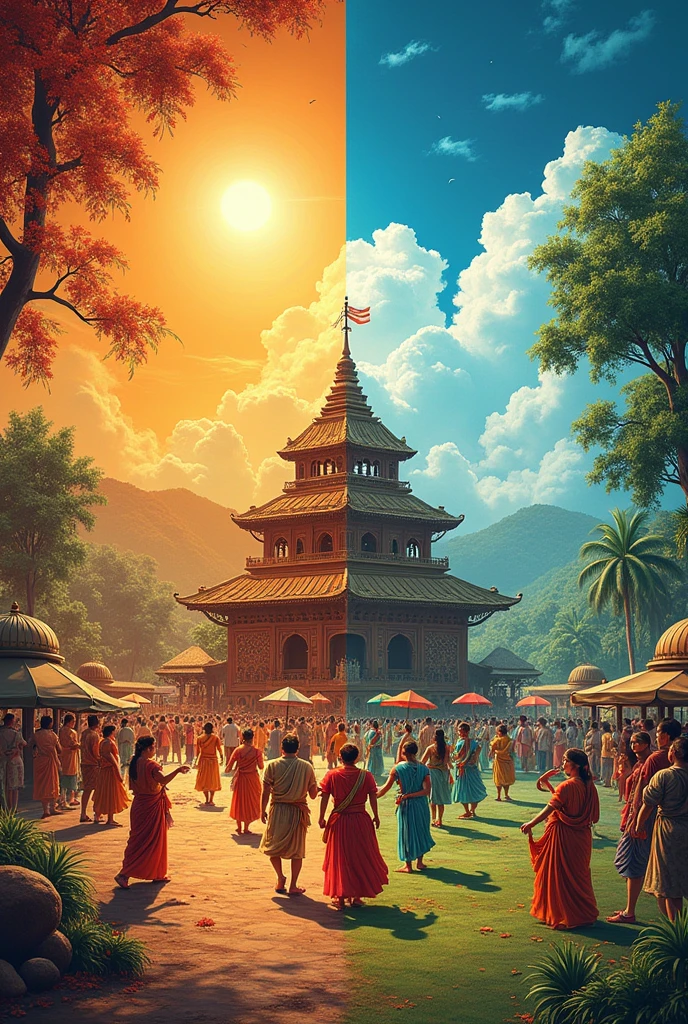 Indian seasons represented by indian festival in one frame all