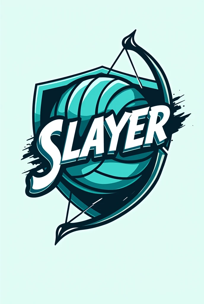 Volleyball logo "Slayer" with ball bow and arrow Turquoise color white letters