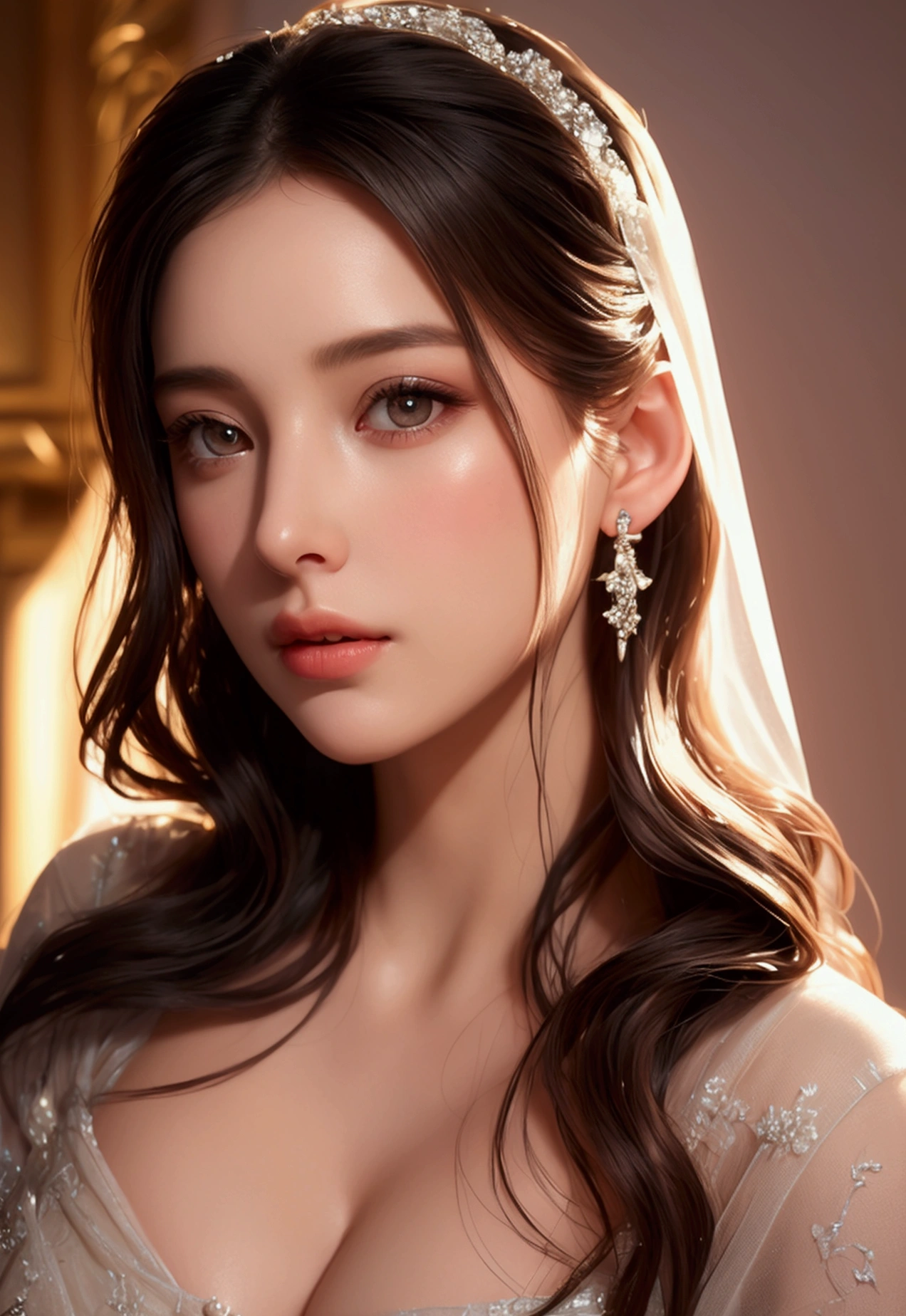 a pregnant woman, detailed face, beautiful detailed eyes, beautiful detailed lips, extremely detailed face, long eyelashes, warm lighting, soft focus, serene expression, flowing dress, ethereal, dreamlike, elegant, glowing skin, chiaroscuro lighting, dramatic shadows, romantic, feminine, cinematic, award-winning digital art, masterpiece, photorealistic, 8k, best quality