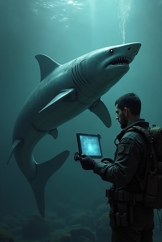 A robotic shark and trapper using a computer