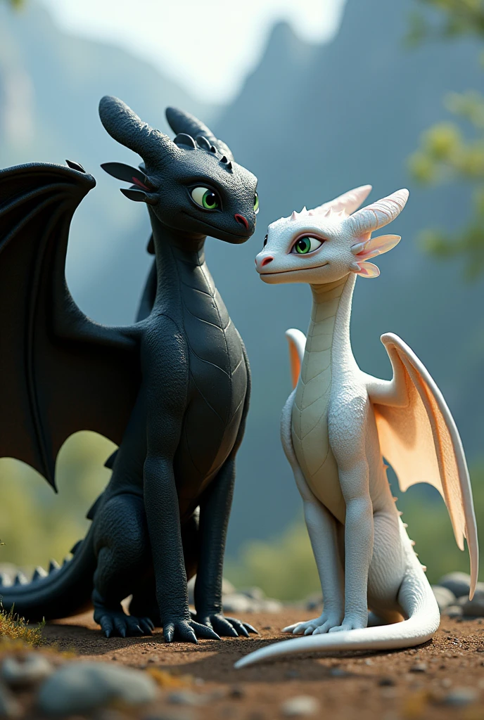 Generate toothless from how to Train your Dragon
With light fury beside him