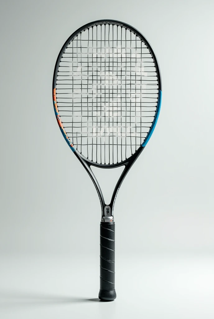 A tennis racket where inside the racket it says Jose Manuel