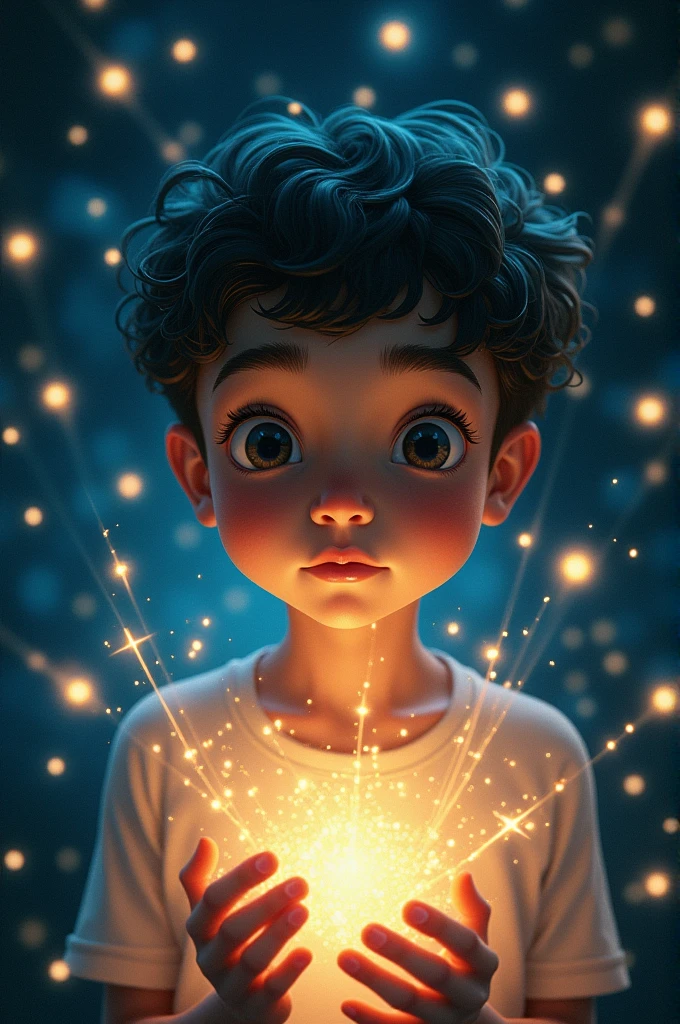 A boy with lights