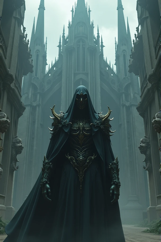 Vanom in front of a fearful building