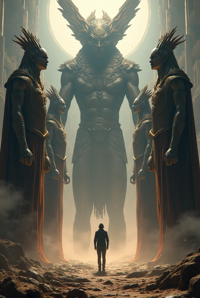 Anunnaki in front of a human