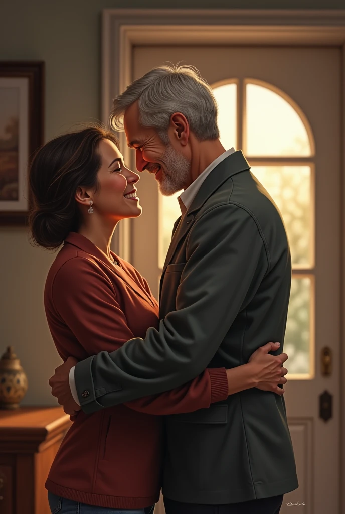 husband and wife meeting each other photo