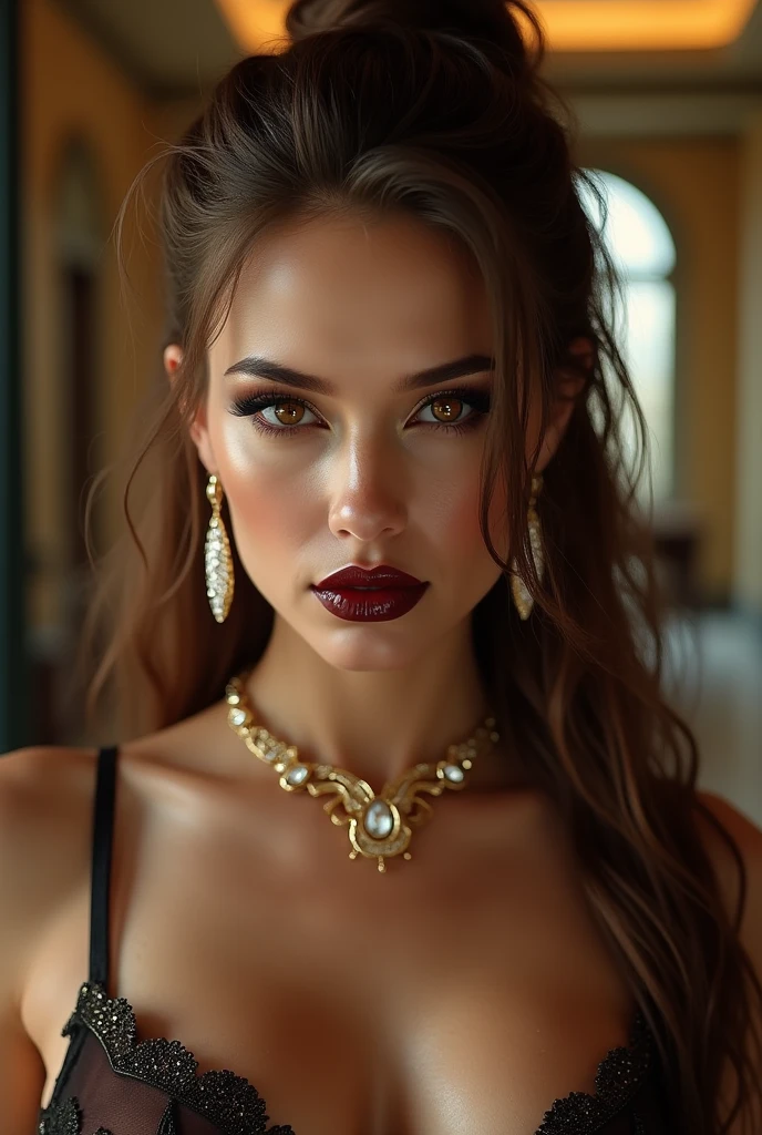 (Please open your mouth wide:1.9), (Semen-covered .:1.8), (Frightened expression:1.5), (A look of contempt:1.5), Luxury hotel interior, Browsing Caution, masterpiece, Highest quality, Accurate, 超High resolution, retina, Very detailed, Awards, High resolution, Anatomically correct, (Realistic:1.4), RAW Photos, (Soft Saturation:1.3), (Fair skin:1.2), 8k, 1 person, Mature adult woman, Beautiful evil, Evil and nasty sexy women, (Perfectly beautiful woman, A perfectly beautiful face, Perfectly beautiful eyes, perfectly beautiful nose, perfectly beautiful nose孔, perfectly beautiful lips), (Chestnut-colored hair tied on top of the head), (Compensate:1.3), (Eye Reflexes:1.3, Solid Circle Eye, Ring-shaped eyes, Sparkling eyes:1.2, Long eyelashes:0.7, Amber Eyes), (Crystal Earrings, Shiny gold necklace), (Captivating smile:1.4, Cruel smile:1.4), (dark red lips:1.3, Glossy Lips:1.5,Lip reflection:1.5), (clavicle, Cleavage, Huge saggy breasts, Silk dress:1.5), (naked:1.3), Looking at the audience, POV, Bukkake