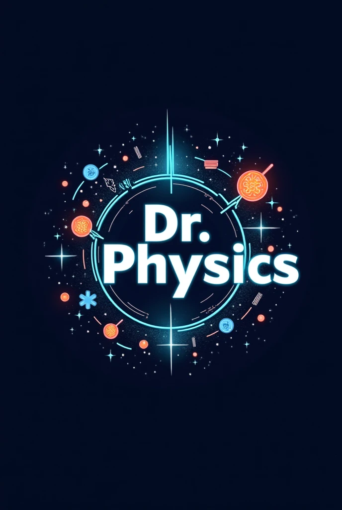 Logo on the word Dr.Physics for physics with effects of electricity and resistances in addition to a stethoscope