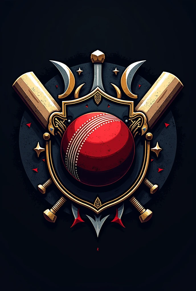 Create logo for Cricket sports team name ARJUN SENA with cricket and war equipment