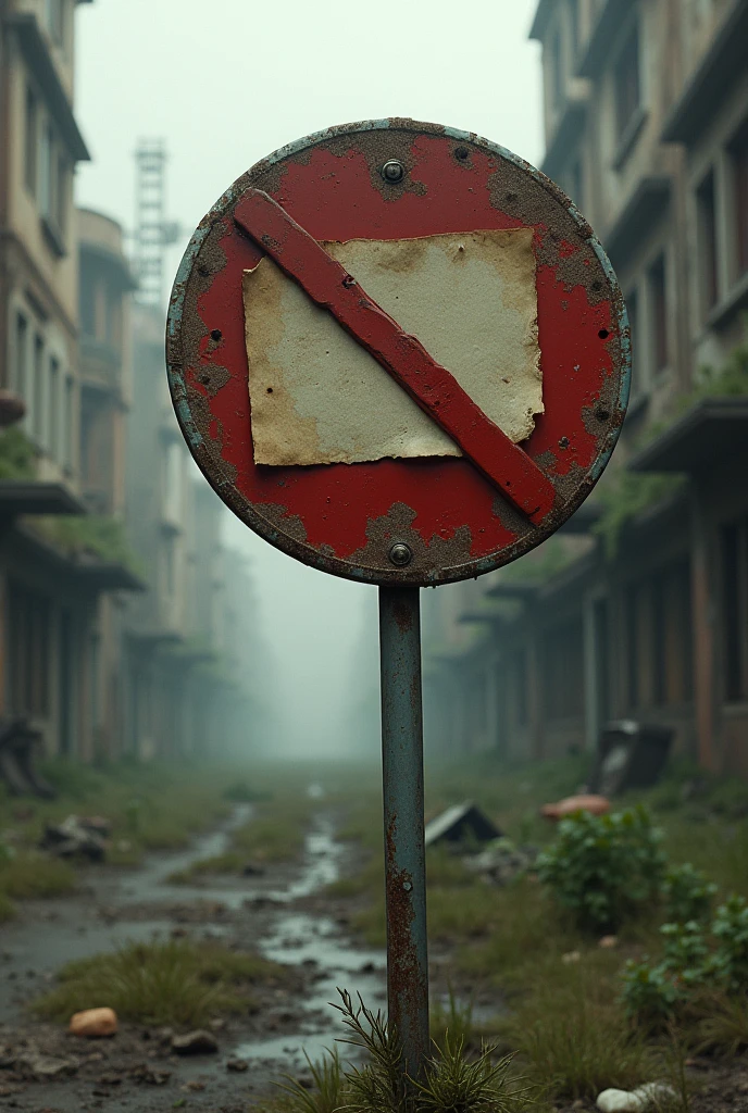 a no sign with a torn note in the center