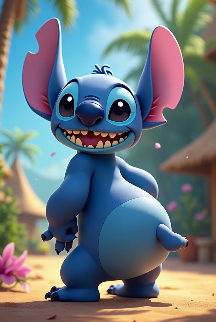 Stitch character with a big butt