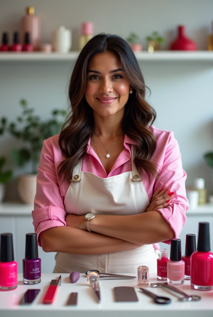 Image with the word "Gabita Gutierrez" "Your trusted manicurist" that has manicure tools, nail polishes