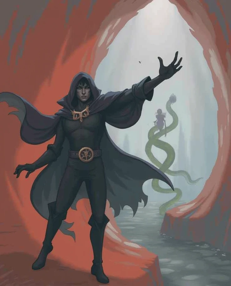 Sunny from shadow slave wearing mantle of the underworld with soul serpent in the backgroung