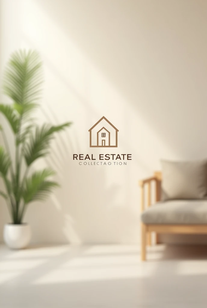 Real estate logo with a soft background, and a call to action.