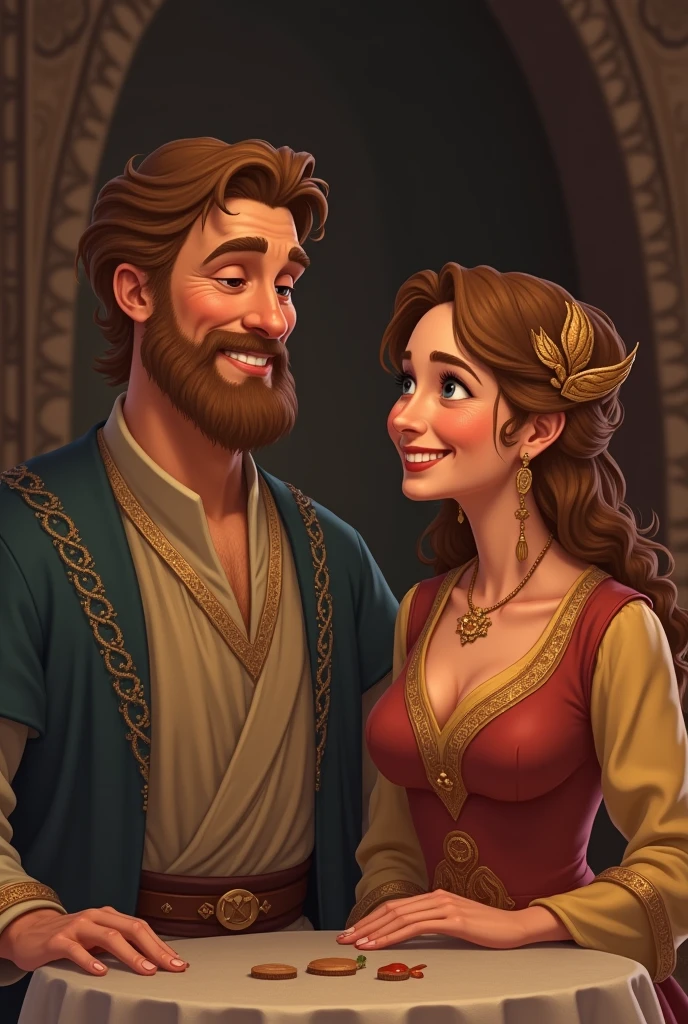 Moral of the Story: The final scene shows both the king and queen sharing a knowing smile, the atmosphere filled with a sense of warmth and understanding. In the background, the dining table is seen with only a few items left, symbolizing contentment and moderation.